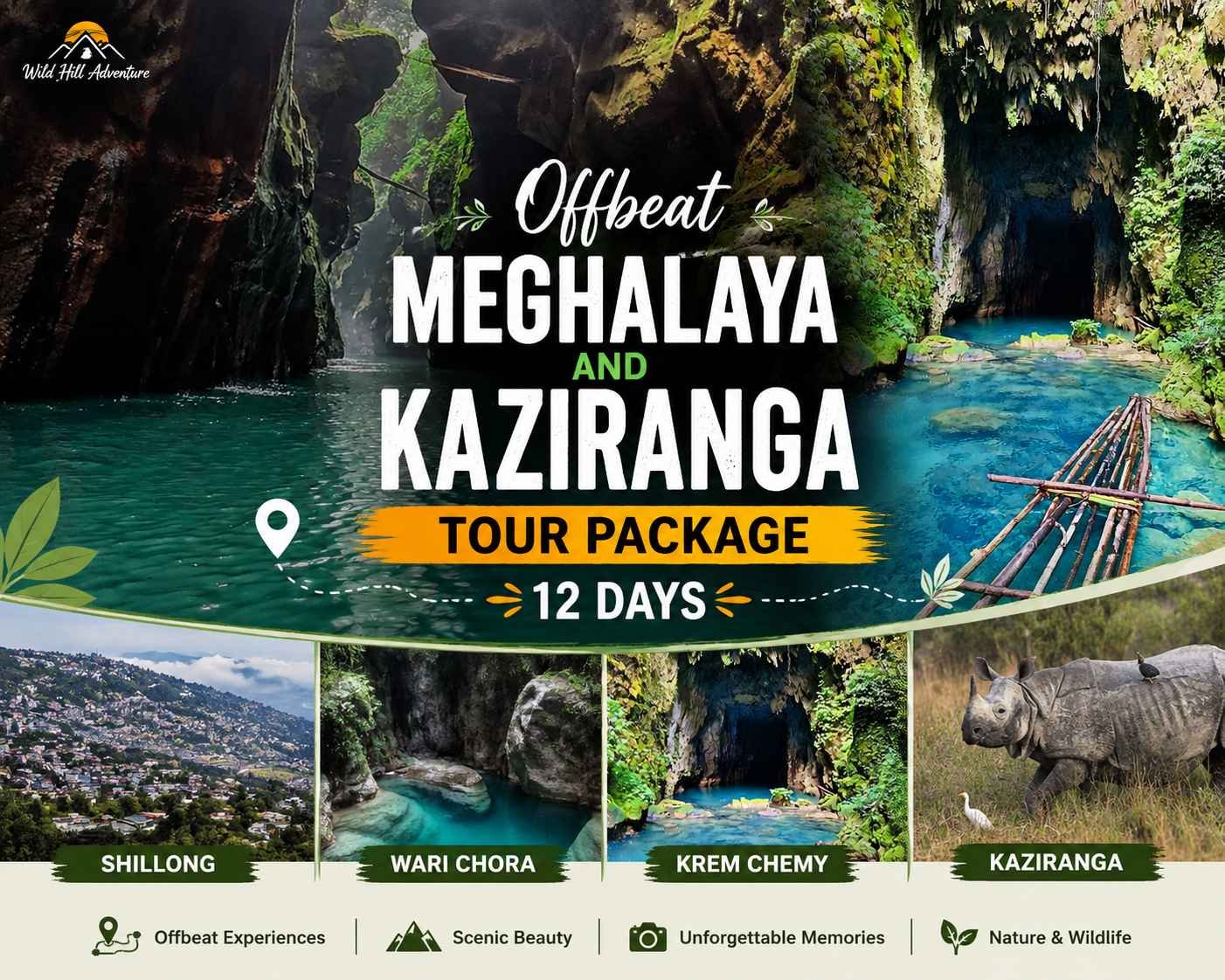 Offbeat Meghalaya and Kaziranga Tour Package